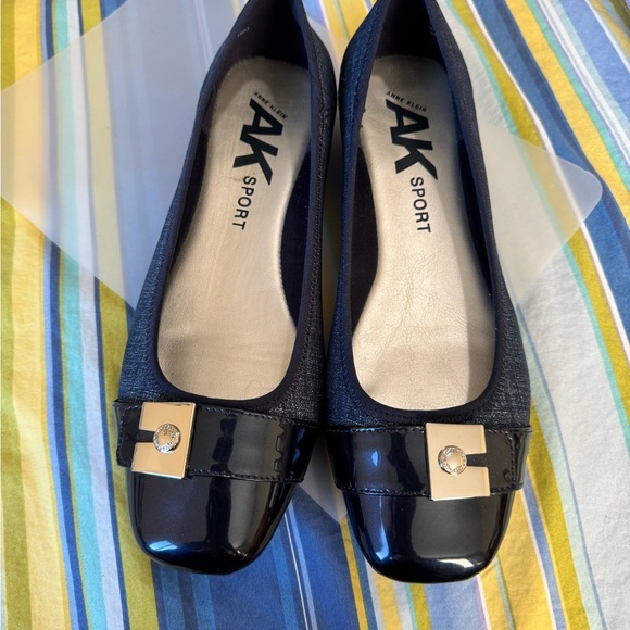 Anne Klein Sport Blue Flats with Gold Buckle - Picture 9 of 11